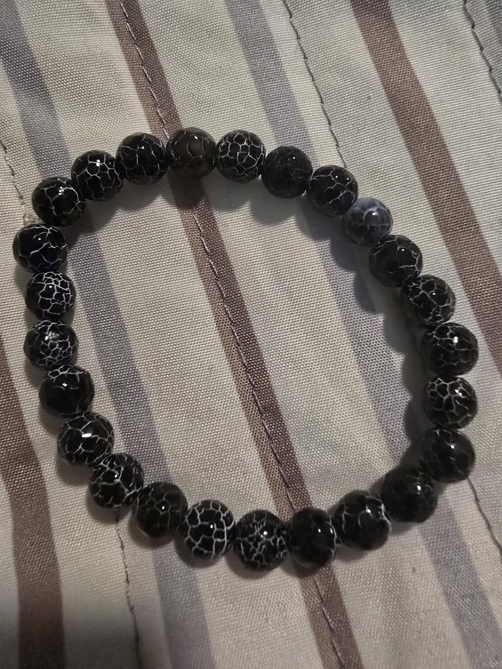 Black Crackle Agate Stretch Bracelet for Women